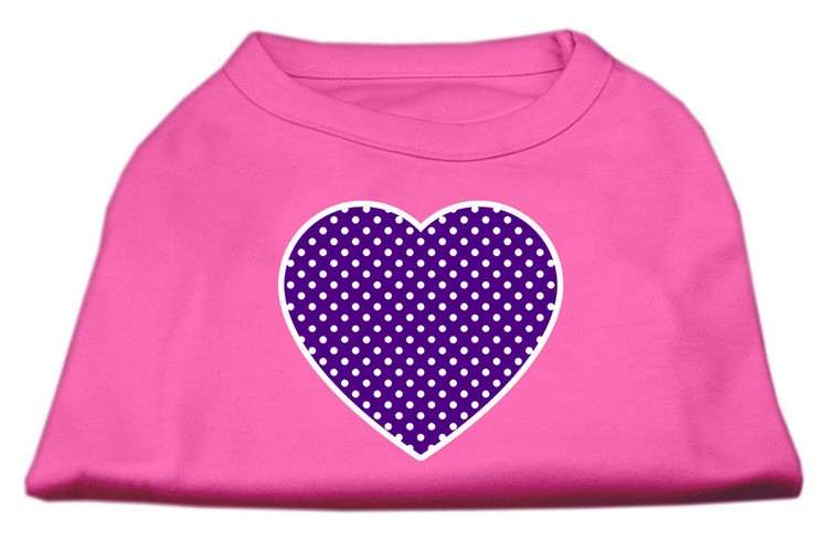 Purple Swiss Dot Heart Screen Print Shirt Bright Pink XS